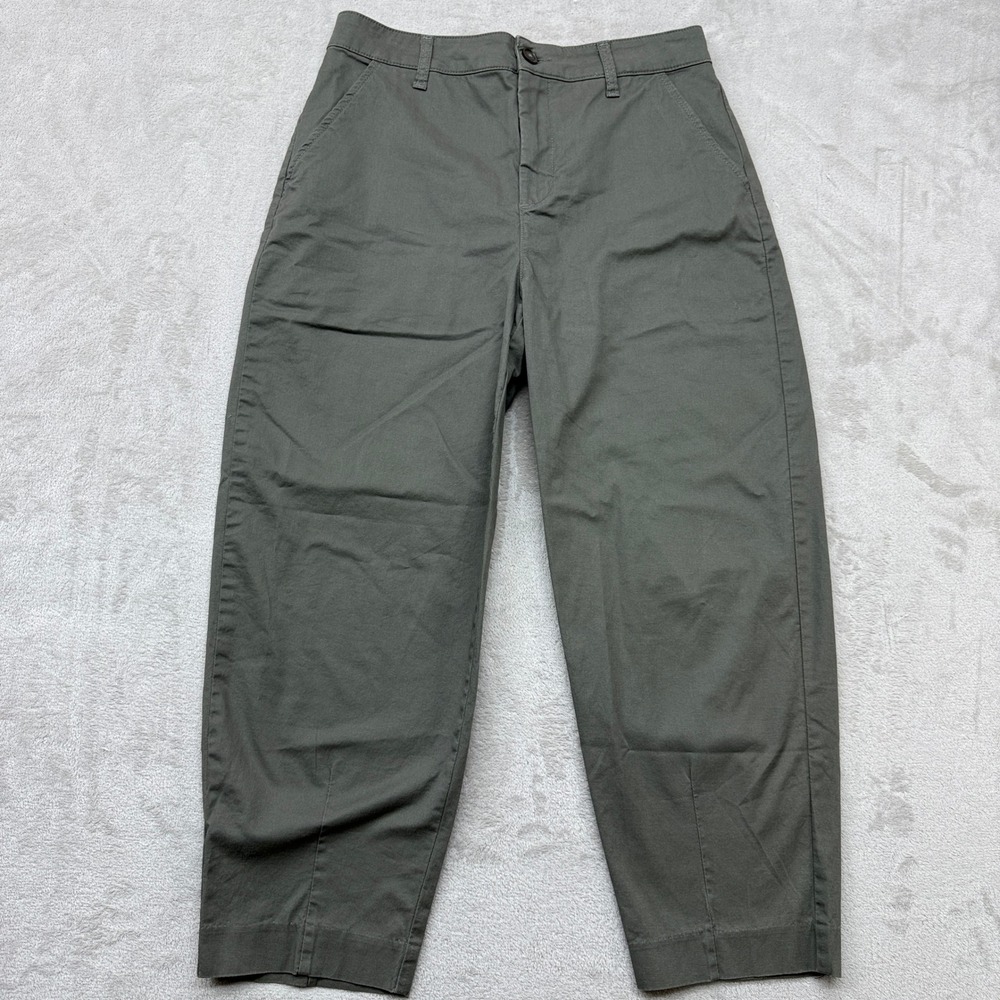 Evereve Cora Pants Womens 27 Army Green Tapered Leg Ankle Chino Stretch Trousers